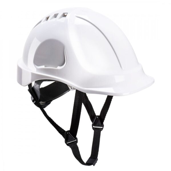 Portwest Capacete de Segurança Branco com Fivela de Queixo, Ajustável e Ventilado